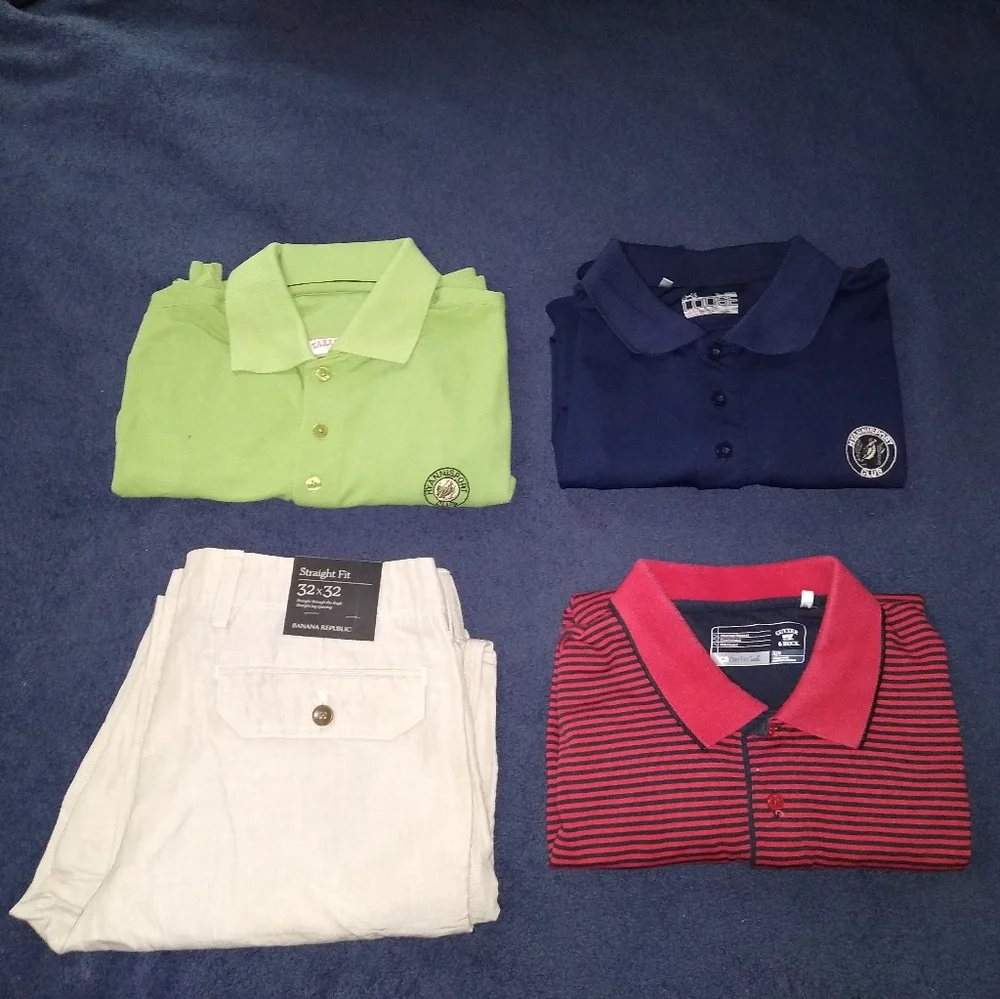 Banana Republic pants and 3 Golf Shirts